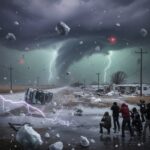WATCH: Tornado Obliterates Church—What Happened Inside Is Unbelievable…. A tornado with lightning strikes and debris in a stormy landscape
