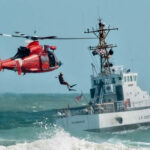 Coast Guard OPENS FIRE Off Florida Coast Guard training with helicopter and boat in rough seas.