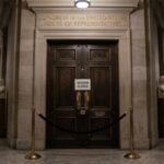 Entrance to the House of Representatives with a closed session sign